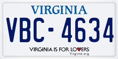 VA license plate VBC4634