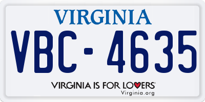VA license plate VBC4635