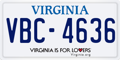 VA license plate VBC4636