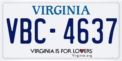 VA license plate VBC4637