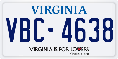 VA license plate VBC4638