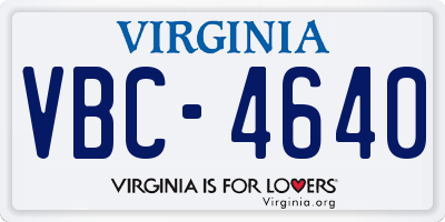 VA license plate VBC4640