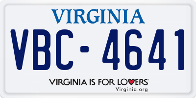 VA license plate VBC4641