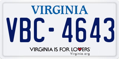 VA license plate VBC4643