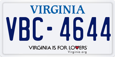 VA license plate VBC4644