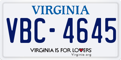 VA license plate VBC4645