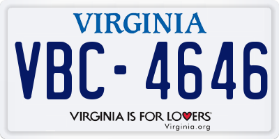 VA license plate VBC4646