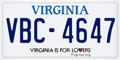 VA license plate VBC4647