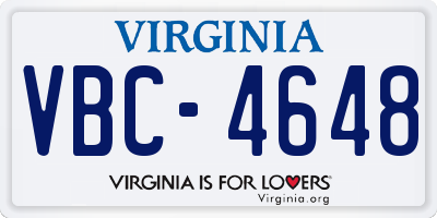 VA license plate VBC4648
