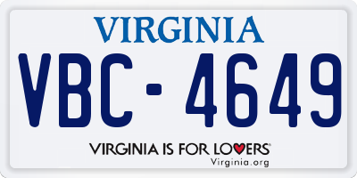 VA license plate VBC4649