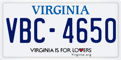 VA license plate VBC4650