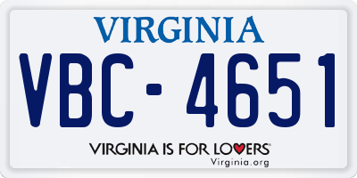 VA license plate VBC4651