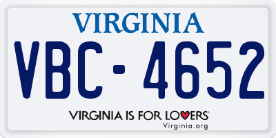 VA license plate VBC4652