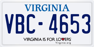 VA license plate VBC4653