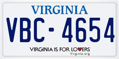 VA license plate VBC4654