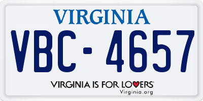 VA license plate VBC4657