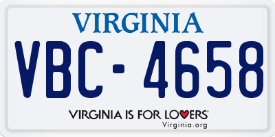 VA license plate VBC4658