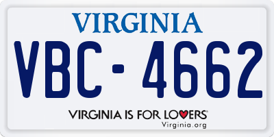 VA license plate VBC4662