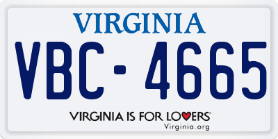 VA license plate VBC4665