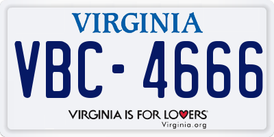 VA license plate VBC4666