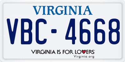 VA license plate VBC4668