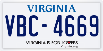 VA license plate VBC4669