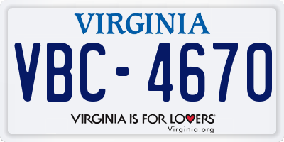 VA license plate VBC4670