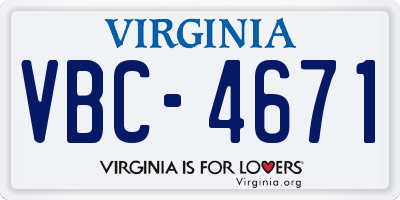 VA license plate VBC4671
