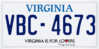 VA license plate VBC4673