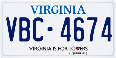 VA license plate VBC4674