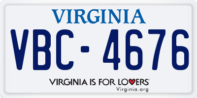VA license plate VBC4676