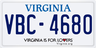 VA license plate VBC4680