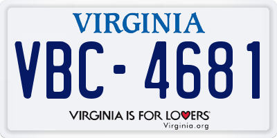 VA license plate VBC4681