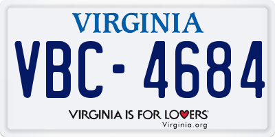 VA license plate VBC4684
