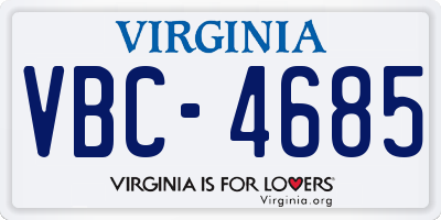 VA license plate VBC4685