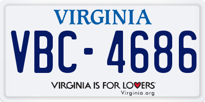VA license plate VBC4686
