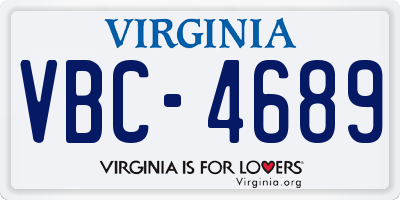 VA license plate VBC4689
