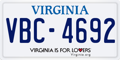 VA license plate VBC4692