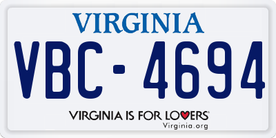 VA license plate VBC4694