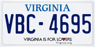 VA license plate VBC4695