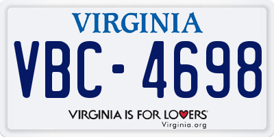 VA license plate VBC4698