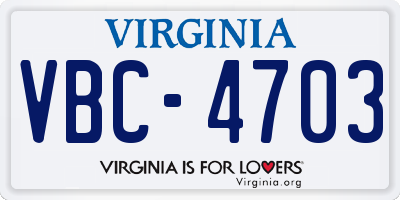 VA license plate VBC4703