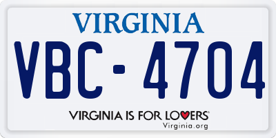VA license plate VBC4704