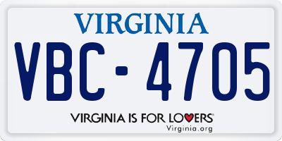 VA license plate VBC4705
