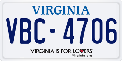 VA license plate VBC4706