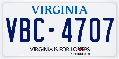 VA license plate VBC4707