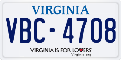 VA license plate VBC4708