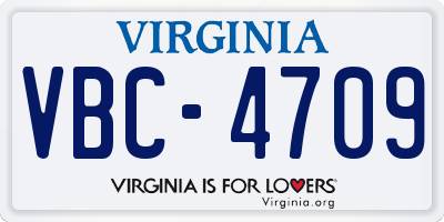 VA license plate VBC4709