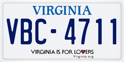 VA license plate VBC4711
