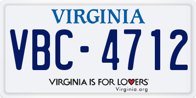 VA license plate VBC4712